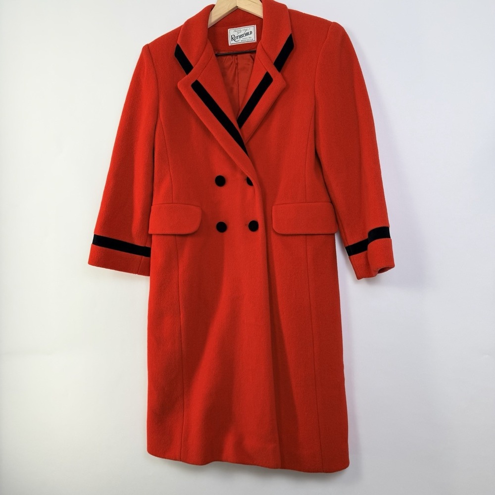 Vintage Rothschild Red Wool Coat ILGWU Union Made USA 3/4 Sleeve Size 10 - Picture 3 of 10